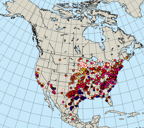 2009 Fall Monarch Migration Map from Learner.org